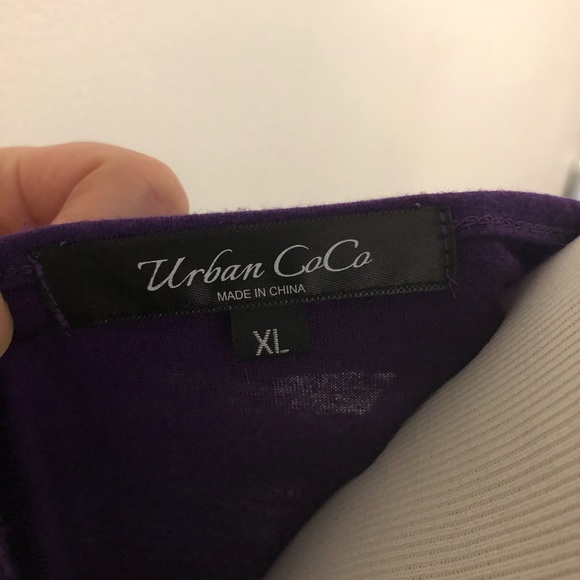 Urban Coco Purple 3/4 Sleeve Handkerchief Hem Top w/ Pockets (XL) - Picture 3 of 3